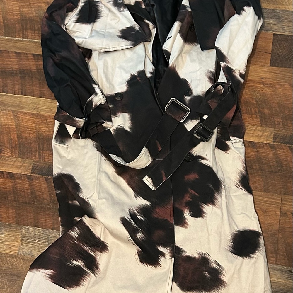 Nasty Gal Black and Cream Trench Coat